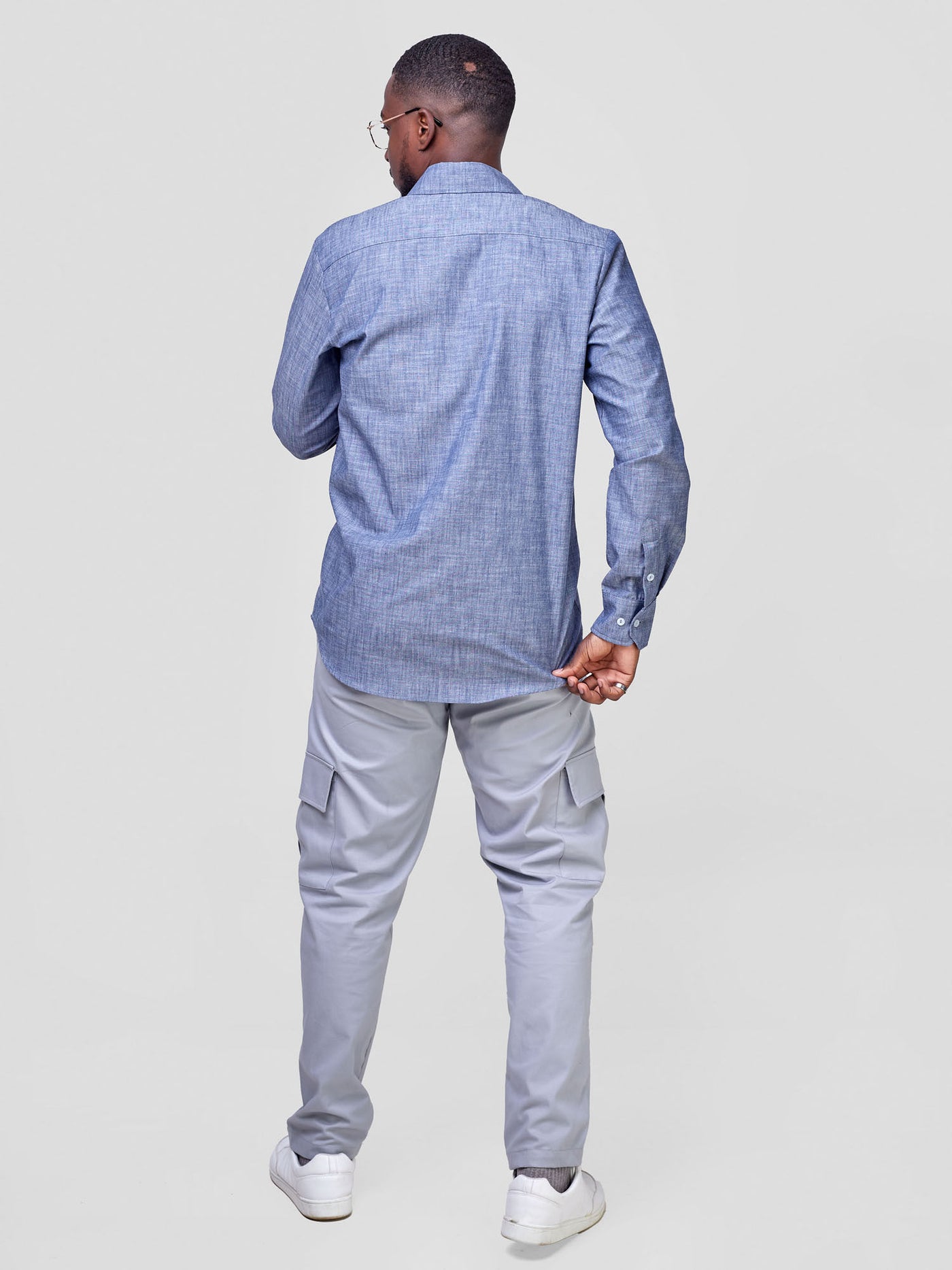 Safari by Vivo Men's Long Sleeve Shirt - Denim Blue