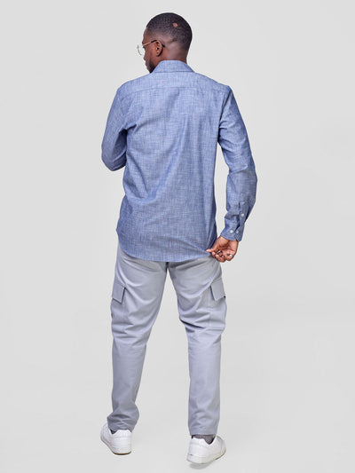 Safari by Vivo Men's Long Sleeve Shirt - Denim Blue