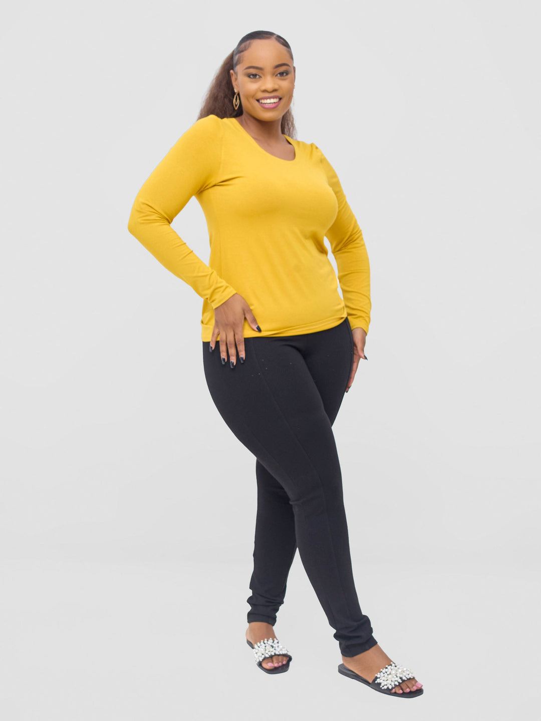 Vivo Basic Long Sleeved Top - Mustard