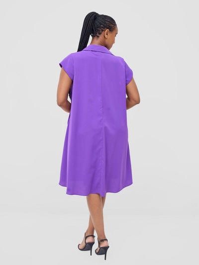 Vivo Yumi Cap Sleeve Dress - Purple - Shopzetu