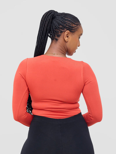 Vivo Basic Double Layered Long Sleeved Bodysuit - Rust