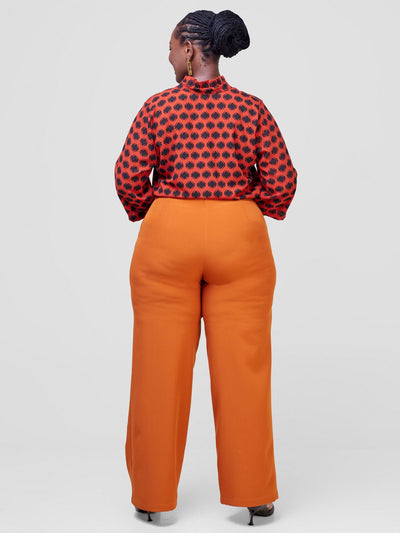 Vivo Saida 3/4 Sleeve Top - Rust/Black Gola Print - Shopzetu