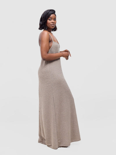 Vivo Kaisa Strappy Maxi Dress - Taupe - Shopzetu