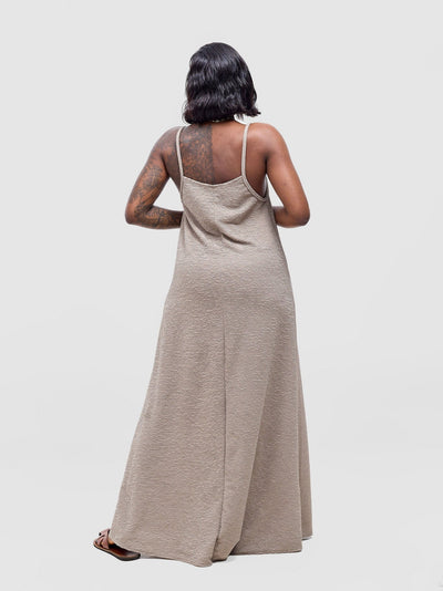 Vivo Kaisa Strappy Maxi Dress - Taupe - Shopzetu