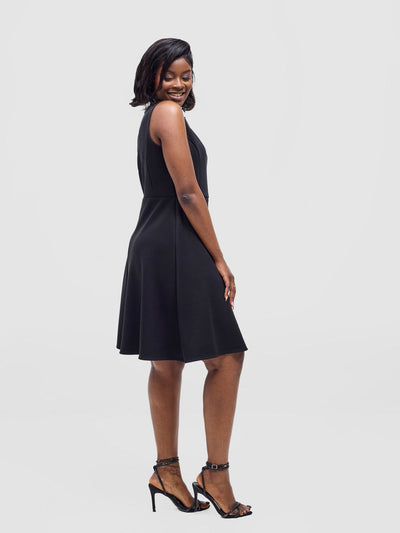 Vivo Niari Boat Neck Dress - Black - Shopzetu