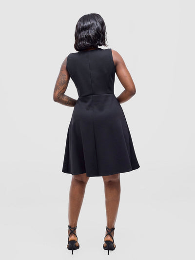 Vivo Niari Boat Neck Dress - Black - Shopzetu