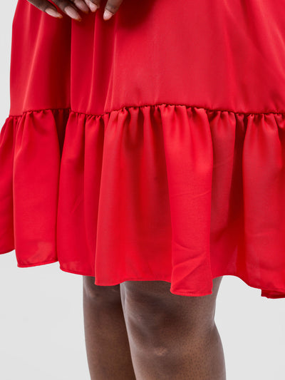 Vivo Dalia Sleeveless Gathered Tent Dress - Red