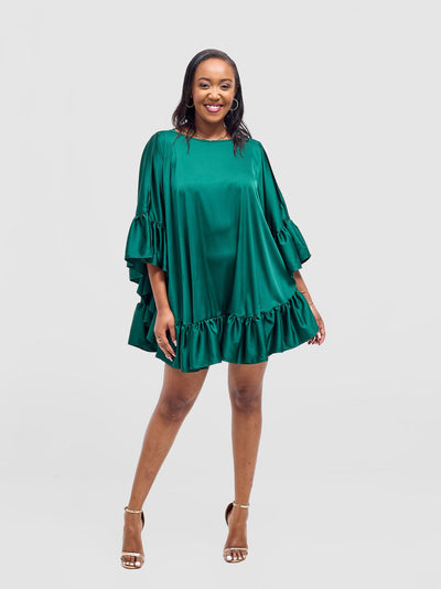 Vivo Chidii Tunic Dress With Frills - Dark Green