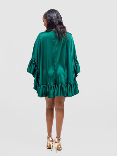 Vivo Chidii Tunic Dress With Frills - Dark Green - Shopzetu