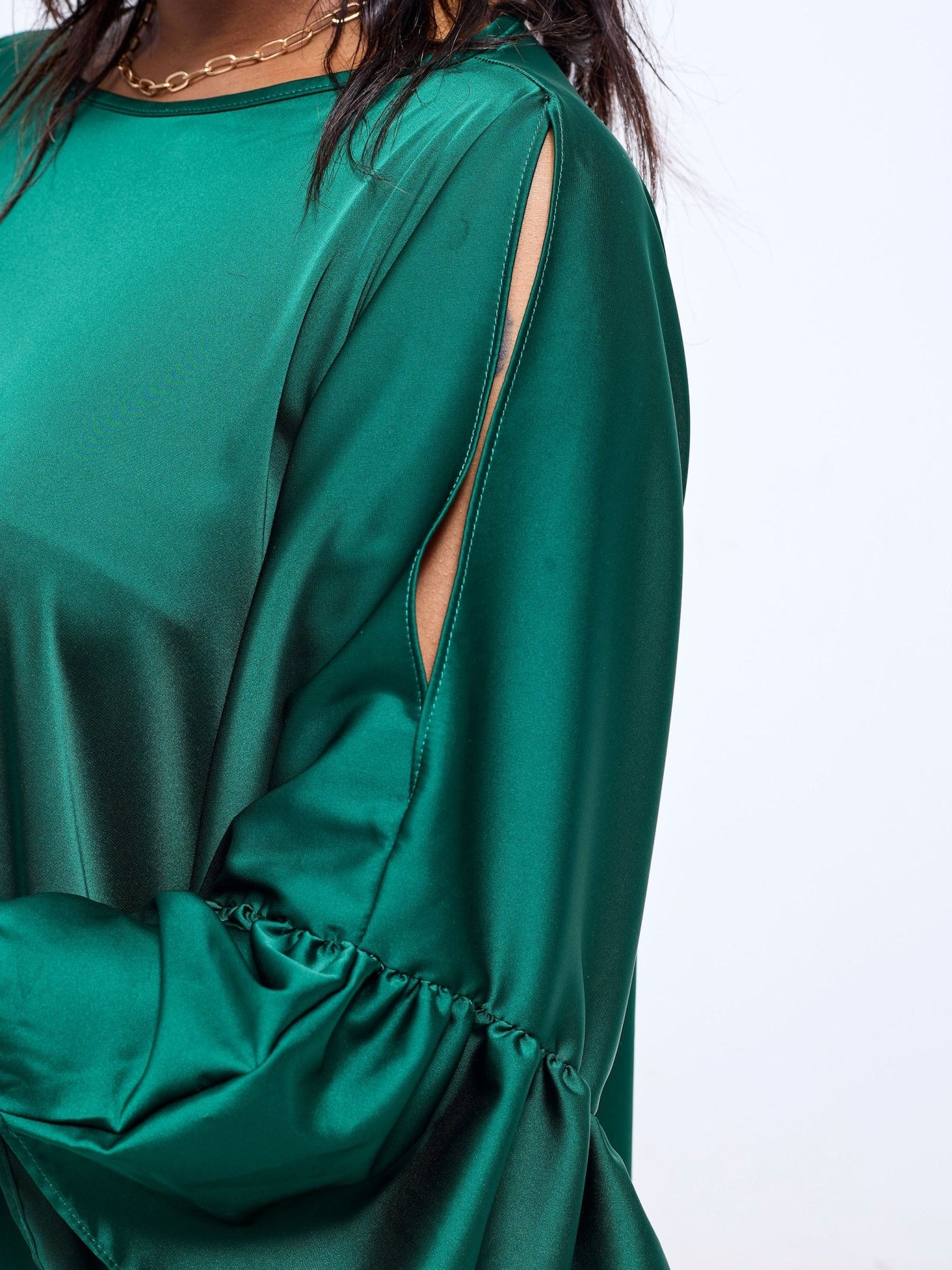 Vivo Chidii Tunic Dress With Frills - Dark Green - Shopzetu