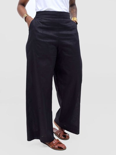 Safari Tiwa Wide Leg Pants - Black - Shopzetu