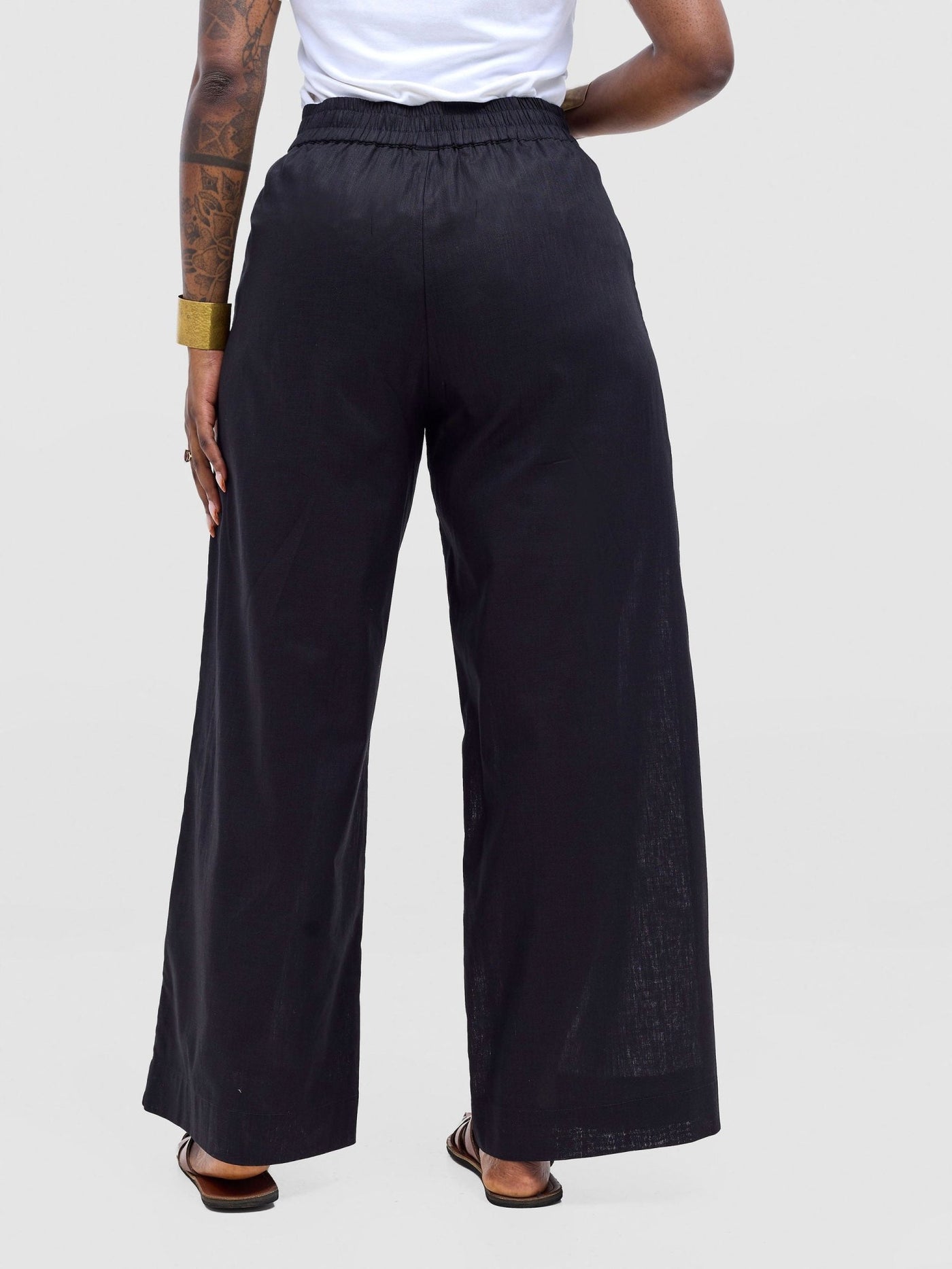 Safari Tiwa Wide Leg Pants - Black - Shopzetu