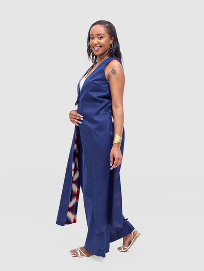 Safari Tiwa Wide Leg Pants - Navy - Shopzetu