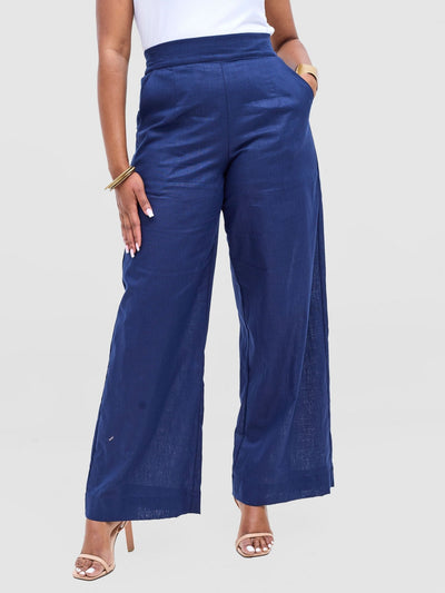 Safari Tiwa Wide Leg Pants - Navy - Shopzetu