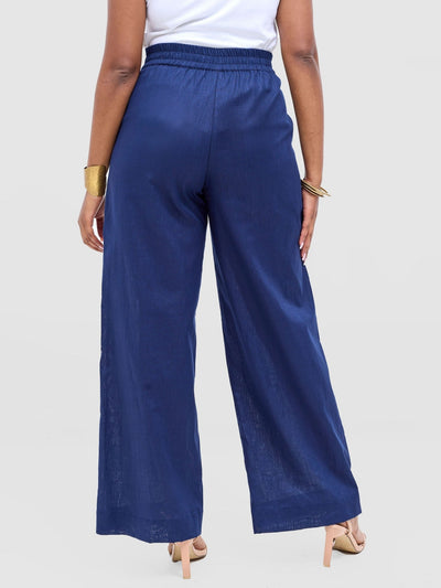 Safari Tiwa Wide Leg Pants - Navy - Shopzetu
