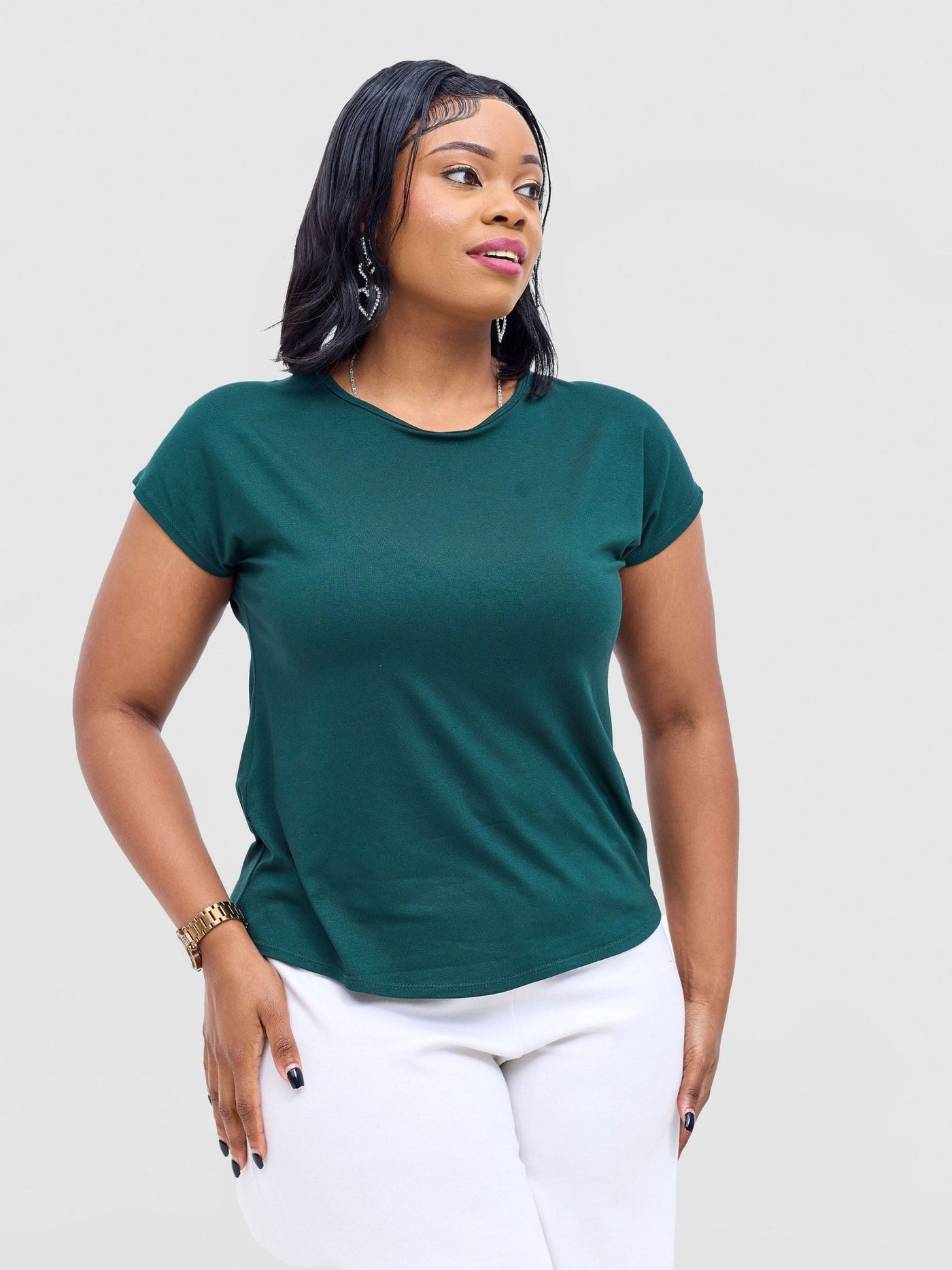 Vivo Basic Drop Shoulder Top - Dark Green - Shopzetu