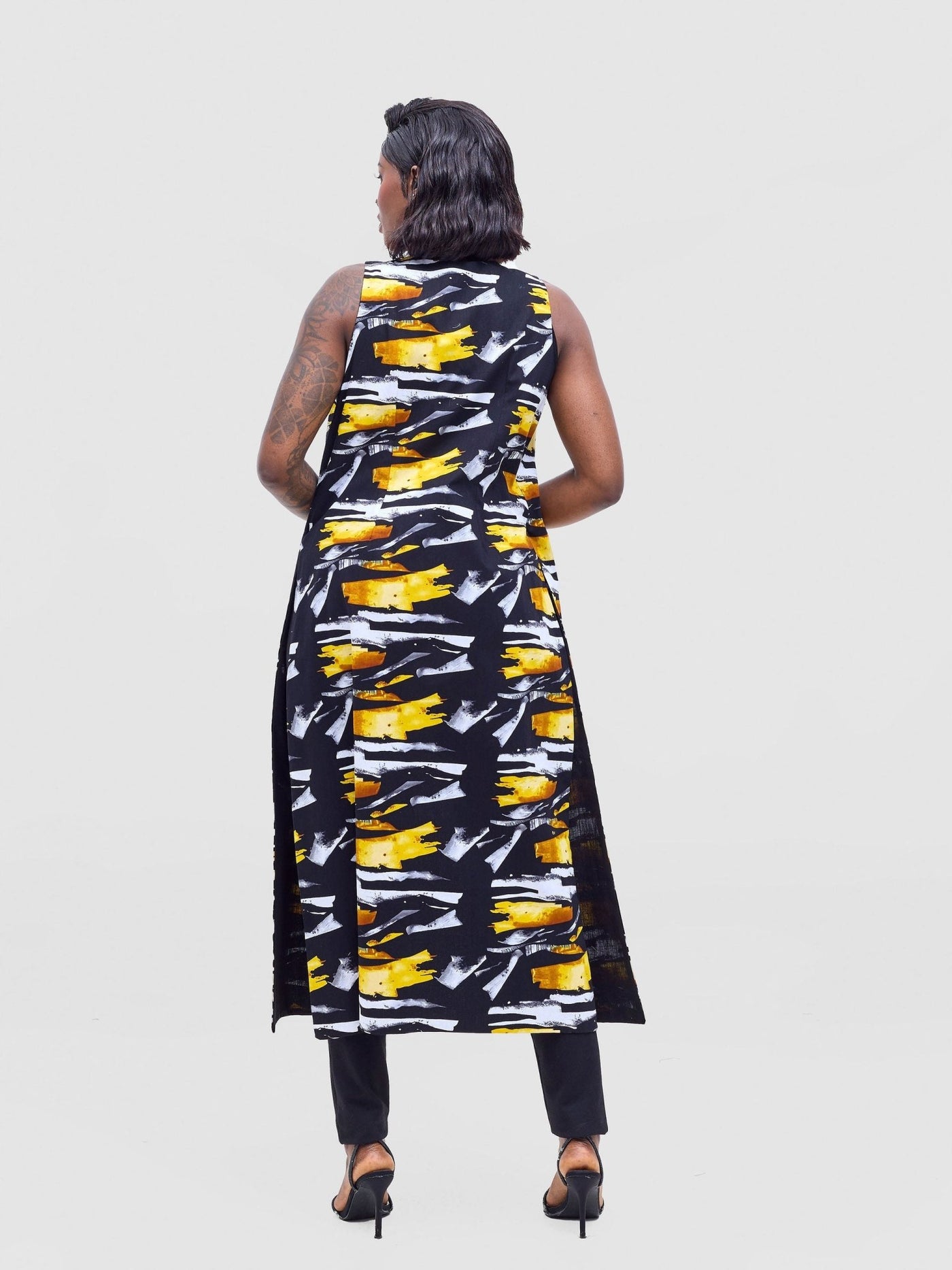 Safari Tiwa Reversible Tie Kimono - Black +Tayo Print - Shopzetu