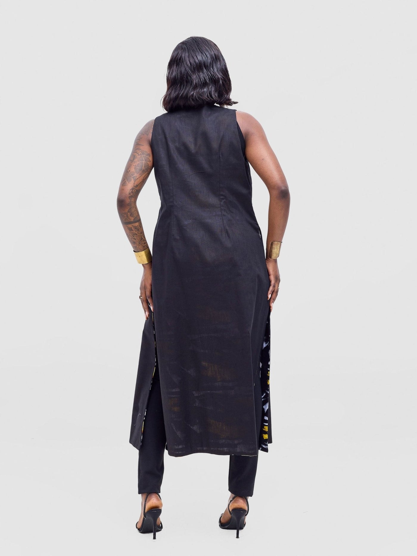 Safari Tiwa Reversible Tie Kimono - Black +Tayo Print - Shopzetu