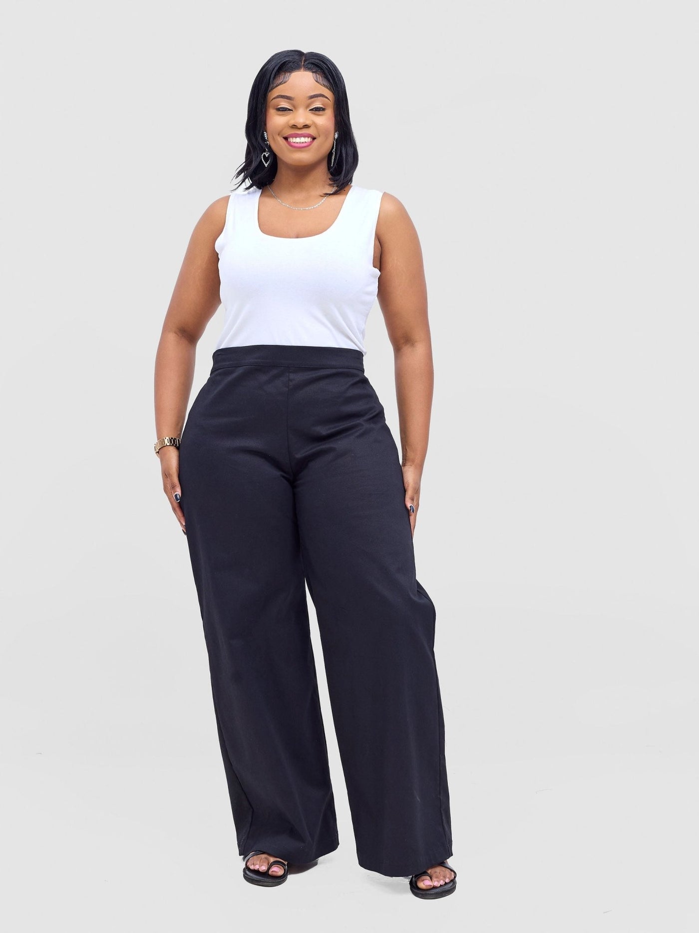 Safari Tiwa Straight Leg Pants - Black - Shopzetu