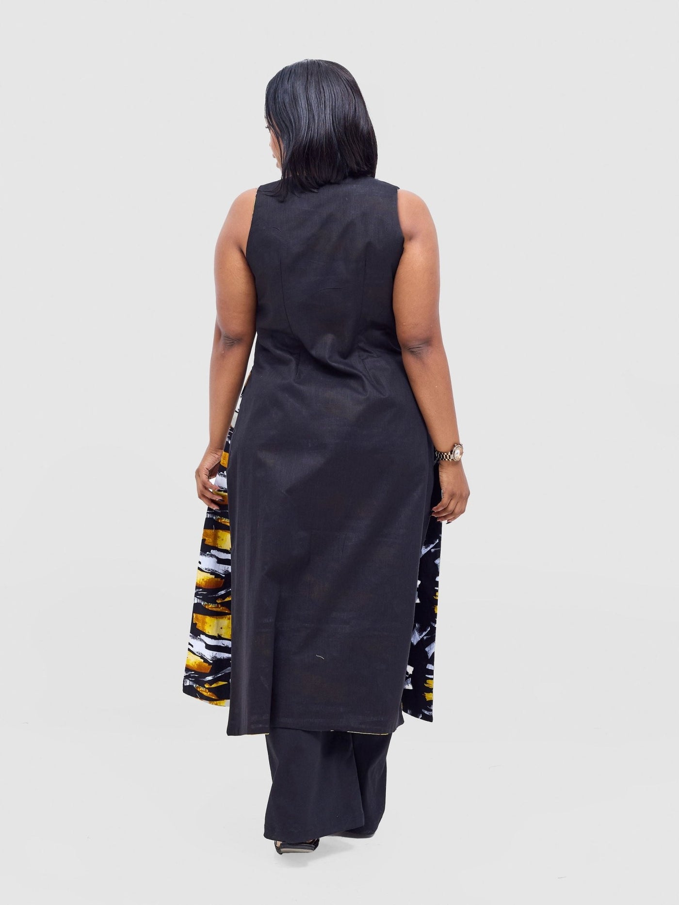 Safari Tiwa Reversible Tie Kimono - Black +Tayo Print - Shopzetu