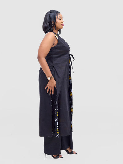 Safari by Vivo  Tiwa Reversible Tie Kimono - Black +Tayo Print