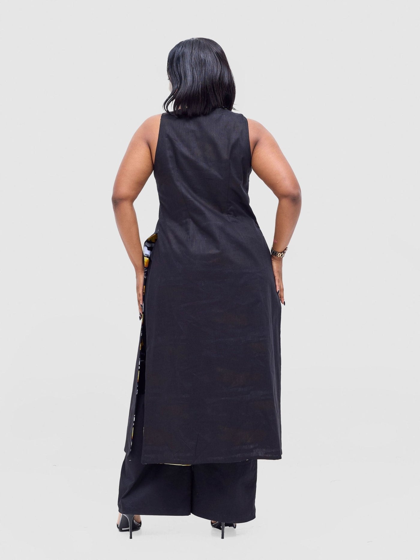 Safari Tiwa Reversible Tie Kimono - Black +Tayo Print - Shopzetu