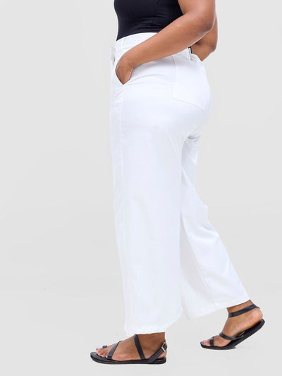 Safari Tiwa Barell Pants - White - Shopzetu