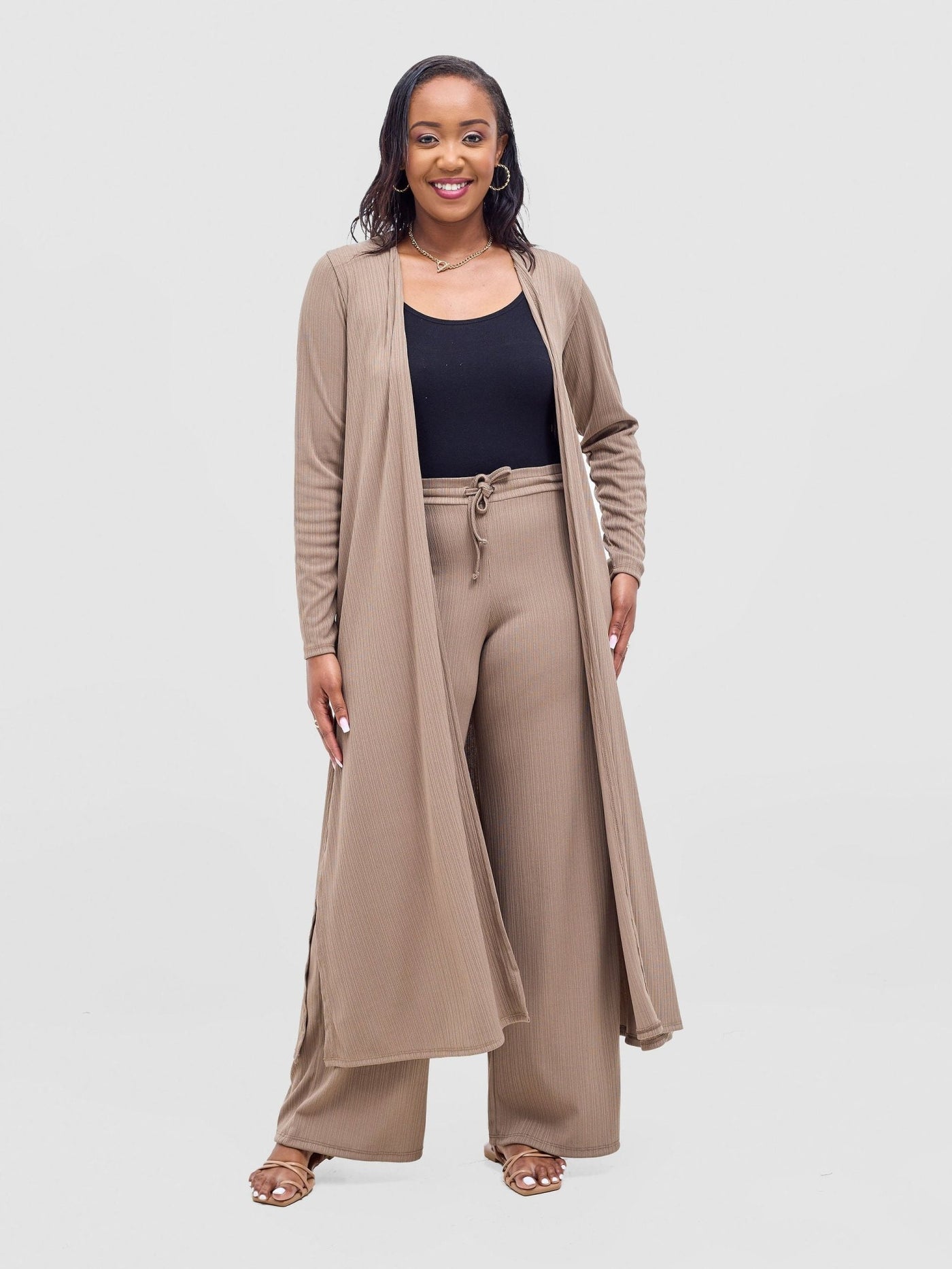 Vivo Rema Drawstring Pants - Dark Taupe - Shopzetu
