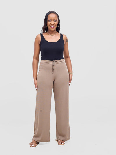 Vivo Rema Drawstring Pants - Dark Taupe - Shopzetu