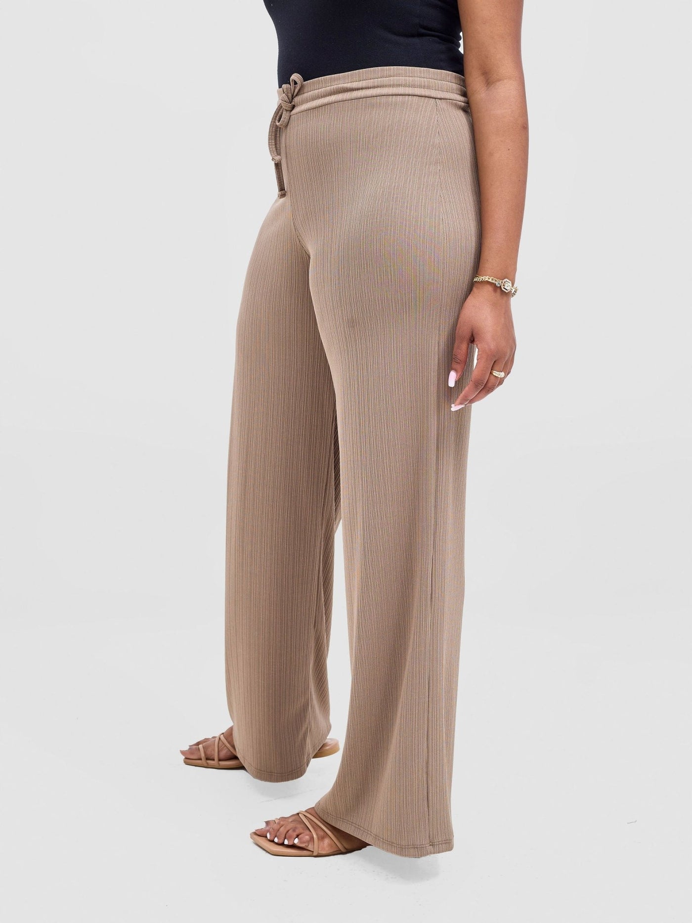 Vivo Rema Drawstring Pants - Dark Taupe - Shopzetu