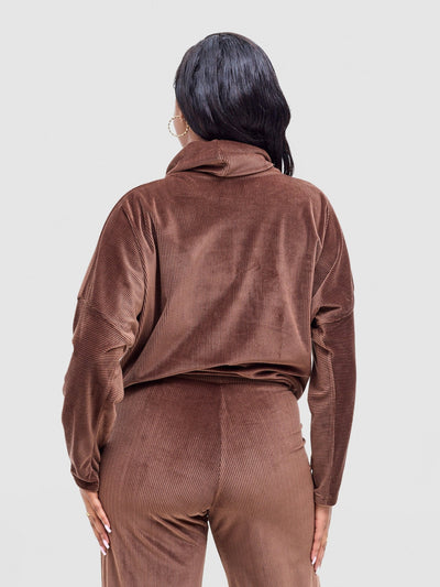 Vivo Rema Drawstring Turtleneck - Brown - Shopzetu