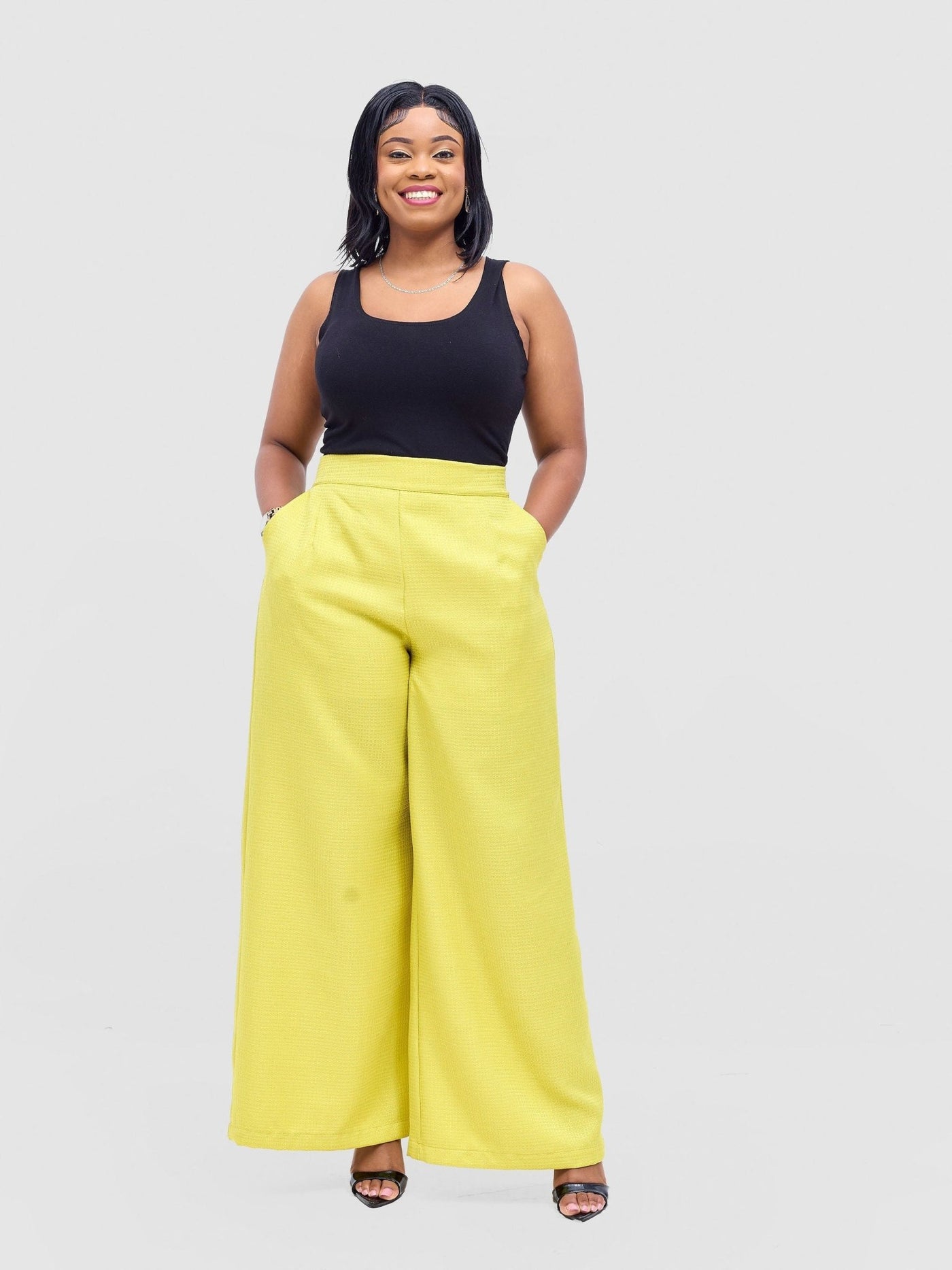 Vivo Analo Wide Leg Pants - Yellow - Shopzetu