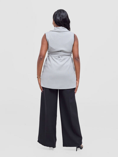 Vivo Basic Sleeveless Double Layered Coat - Grey - Shopzetu