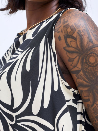 Vivo Seli Maxi Dress - Cream / Black Eli Print - Shopzetu