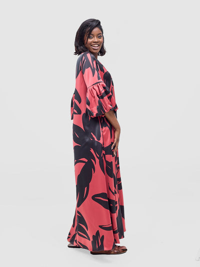Vivo Hanabi Tent Maxi Dress - Dark Rust / Black Lia Print