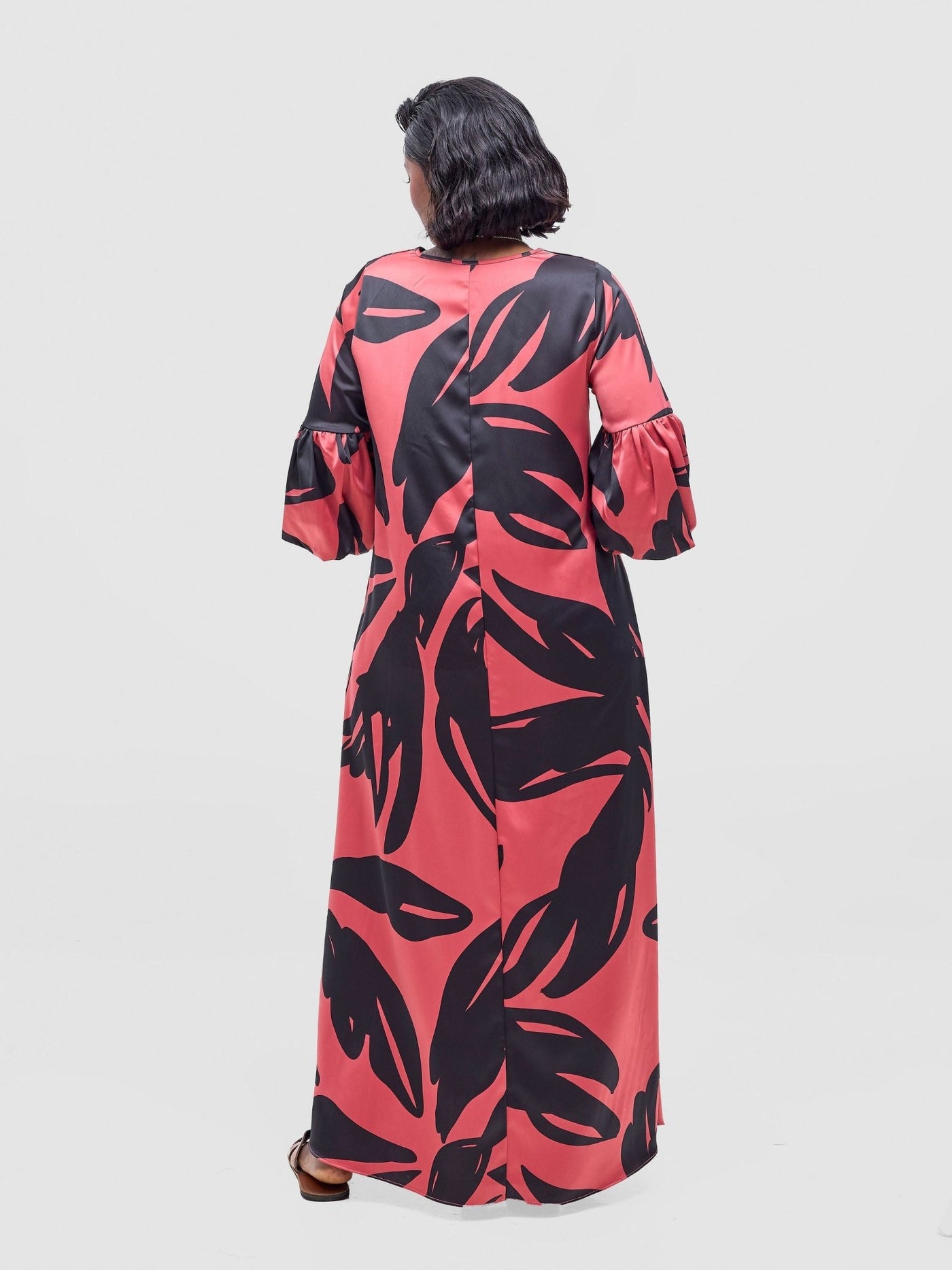 Vivo Hanabi Tent Maxi Dress - Dark Rust / Black Lia Print - Shopzetu