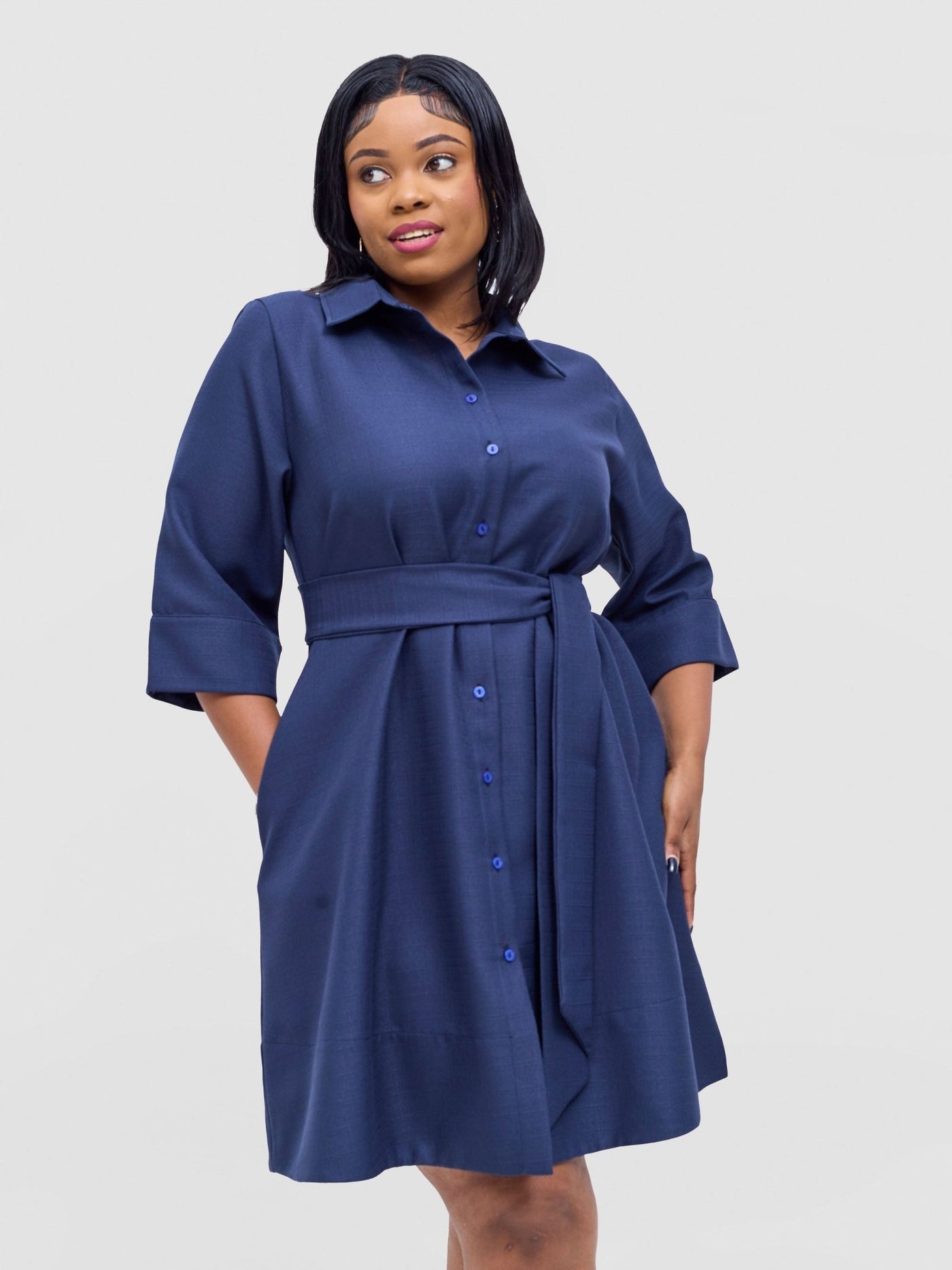 Vivo Analo Front Placket Coat - Navy - Shopzetu