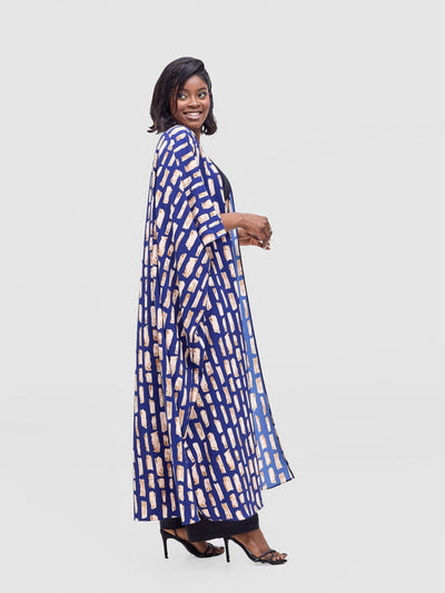 Vivo Ayla Maxi Kimono - Navy / Peach Alya Print - Shopzetu