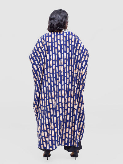 Vivo Ayla Maxi Kimono - Navy / Peach Alya Print - Shopzetu