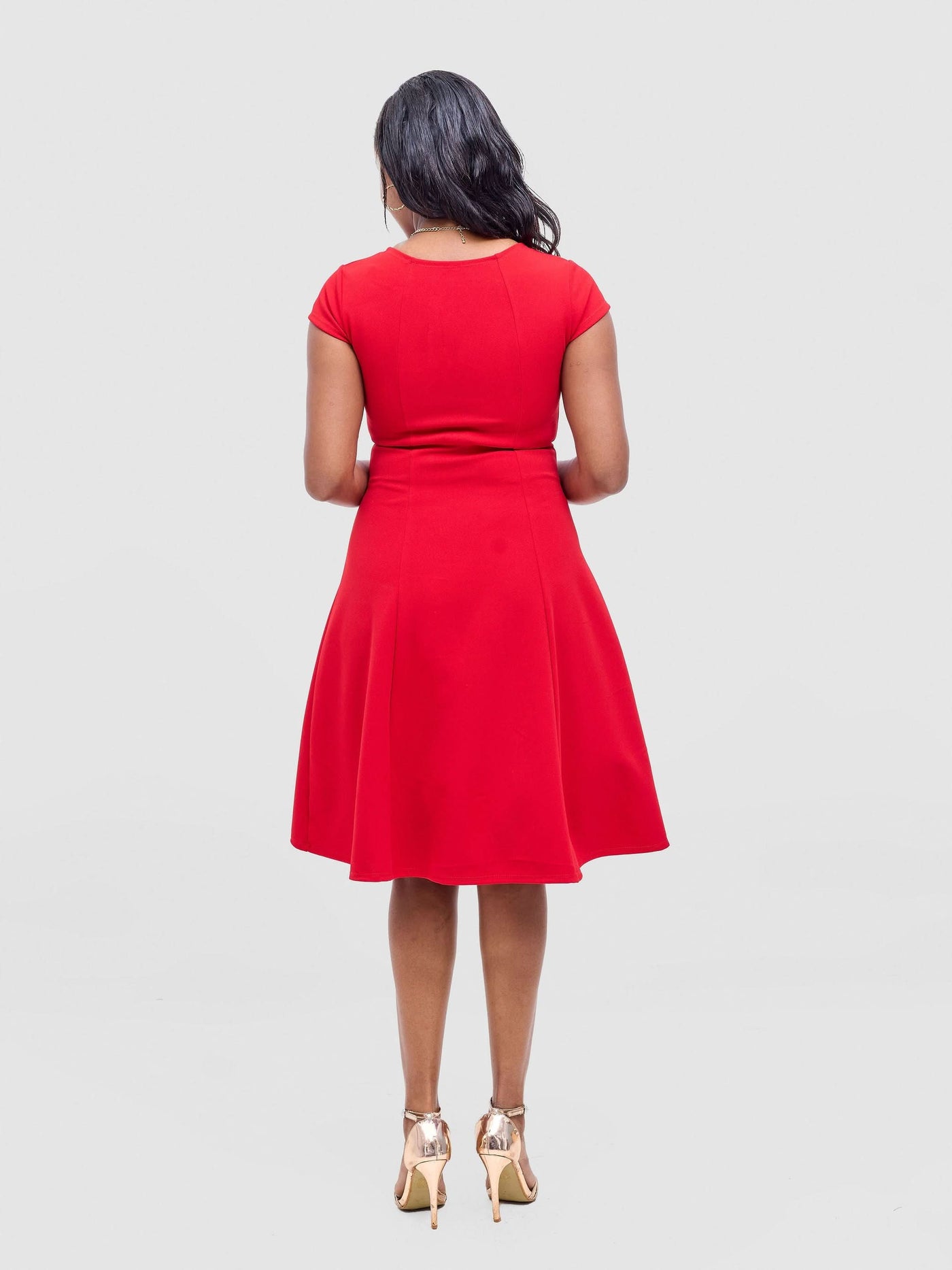 Vivo Basic Escape A - Line Dress - Red - Shopzetu