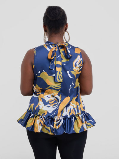 Vivo Kelemi 4.0 Sleeveless Top - Navy / Mustard Nashe Print - Shopzetu