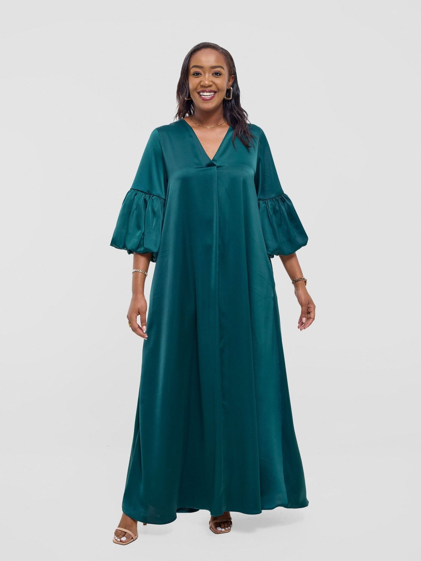 Vivo Hanabi Tent Maxi Dress - Dark Green - Shopzetu