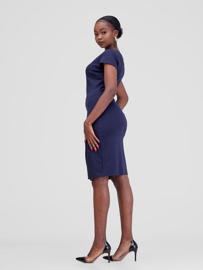 Vivo Tande Boat Neck Dress  - Dark Navy