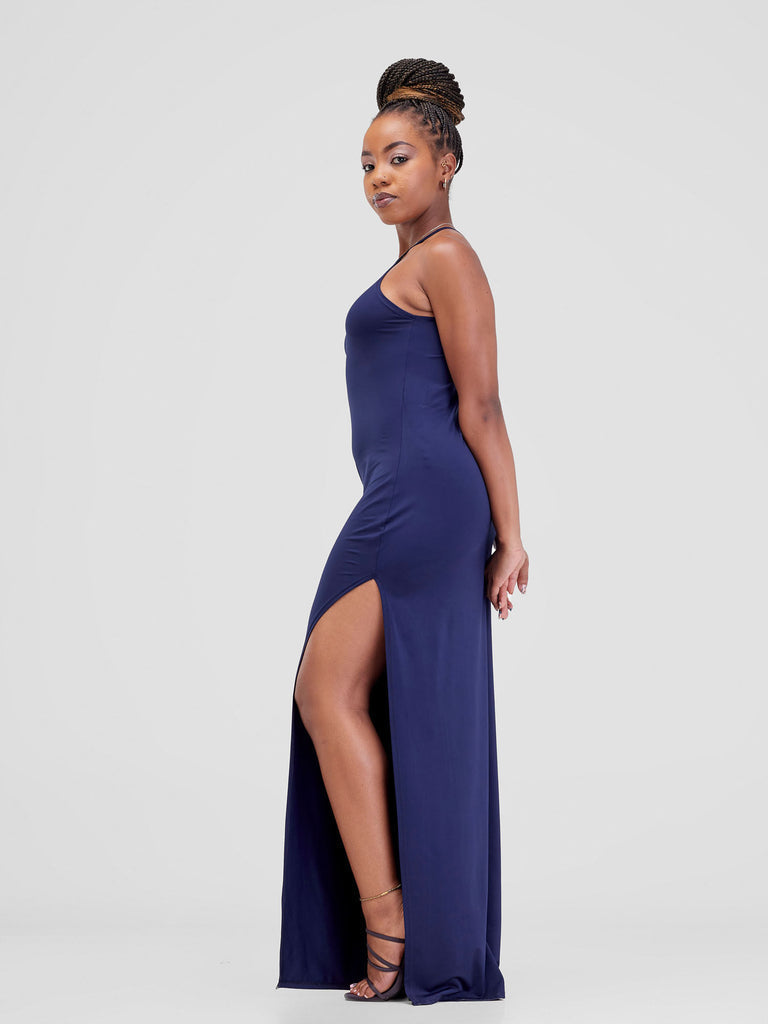 luna formal high slit dress Luna Silk Gown Maxi Dress, Champagne / XL
