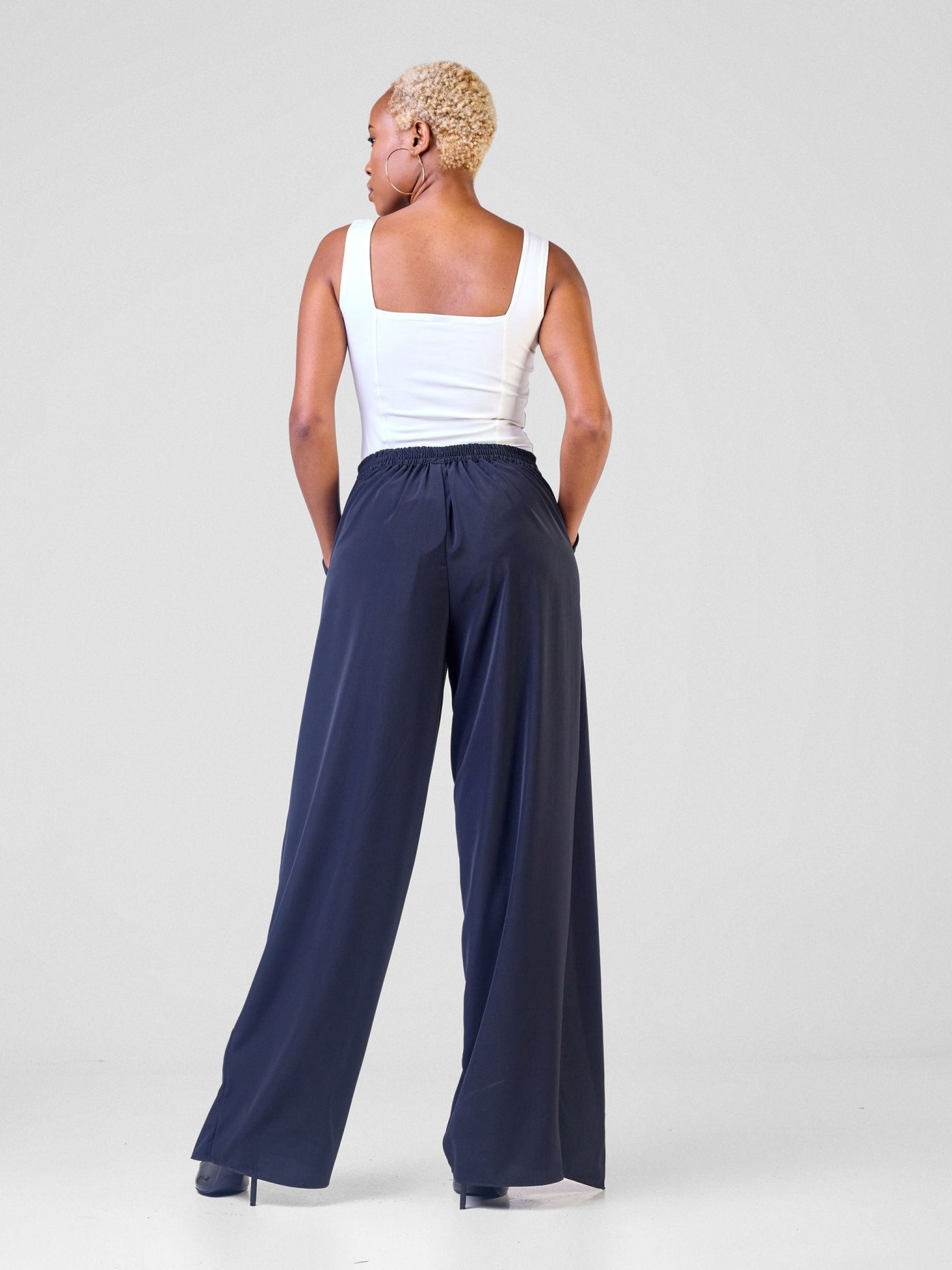 Vivo Mira Front Drape Pants - Black - Shopzetu