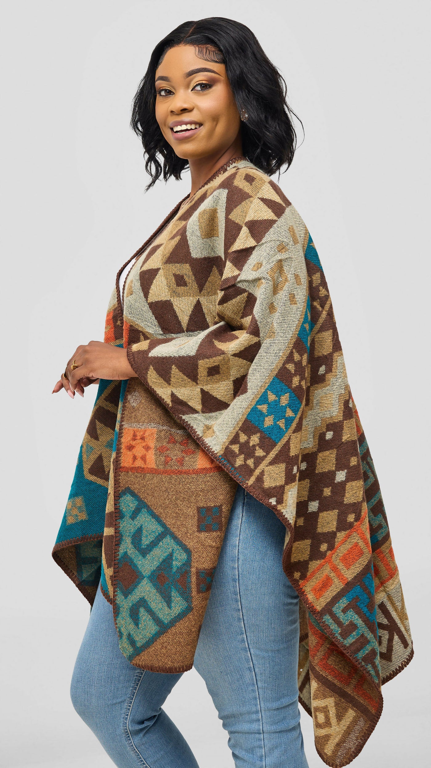 Afrodame Light Poncho - Brown