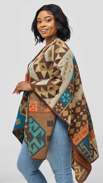 Afrodame Light Poncho - Brown