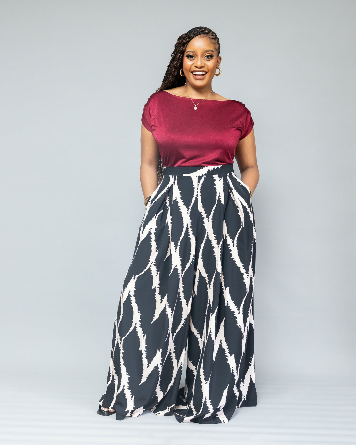 African Yuva Ayira Palazzo Pant - Black / White