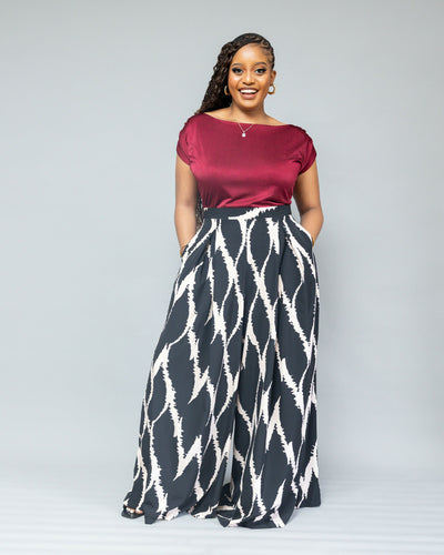 African Yuva Ayira Palazzo Pant - Black / White