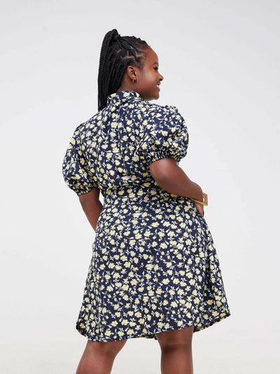 Purple Thread Taratibu Dress - Navy Blue Floral - Shopzetu